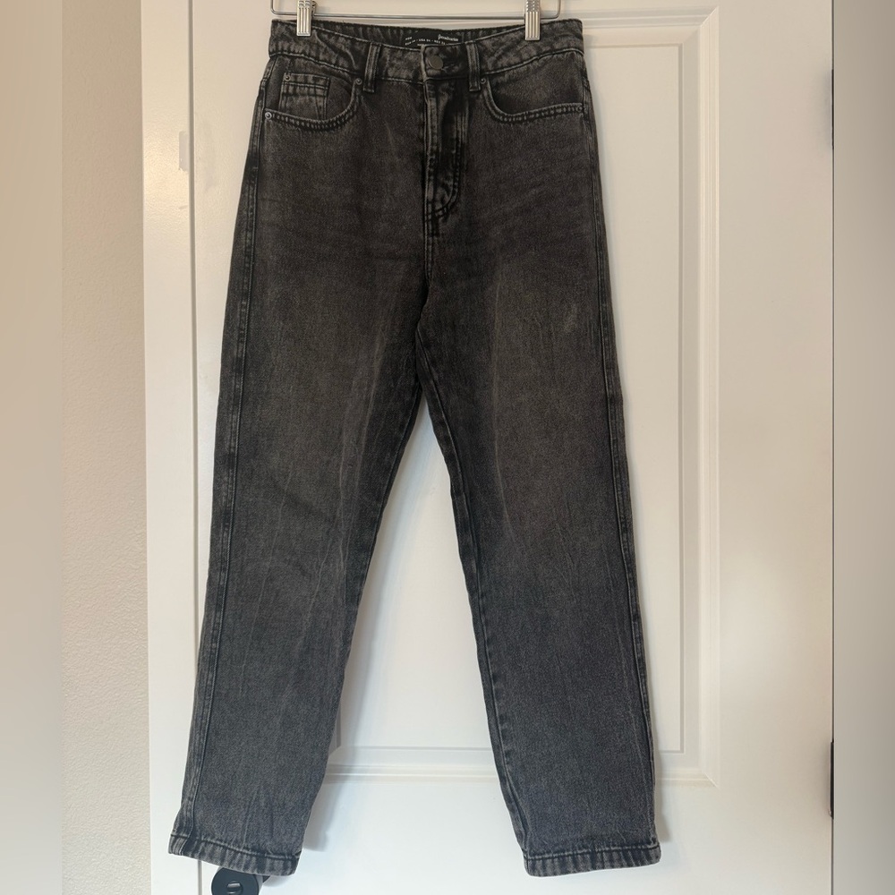 Stradivarius Mom Washed black Straight Jeans